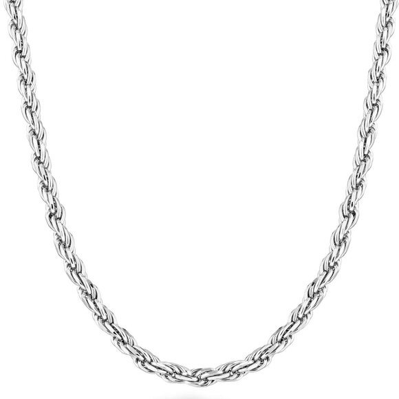 Sterling Silver Diamond-Cut Rope Chain Necklace 22